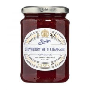 Mermelada de fresa con champagne Tiptree vista del frasco
