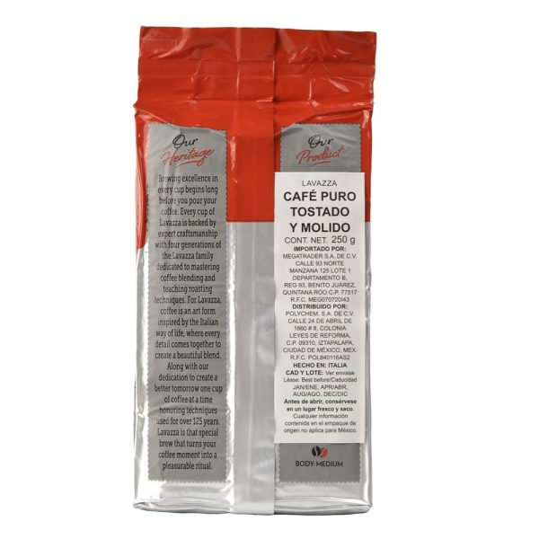 Café molido Lavazza Qualità Rossa textura y molienda