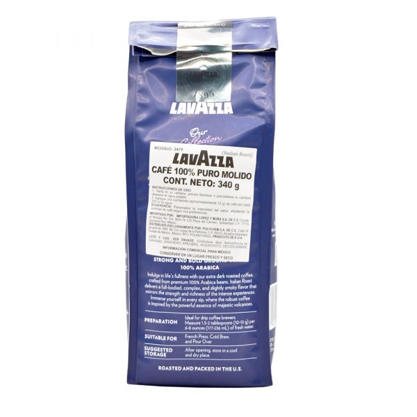 Café Lavazza Italian Roast molido textura oscura