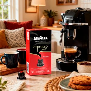 Café Lavazza Espresso Maestro Classico espresso en taza crema dorada