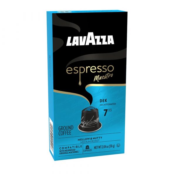 Cápsulas Lavazza Espresso Maestro DEK descafeinado vista lateral derecha