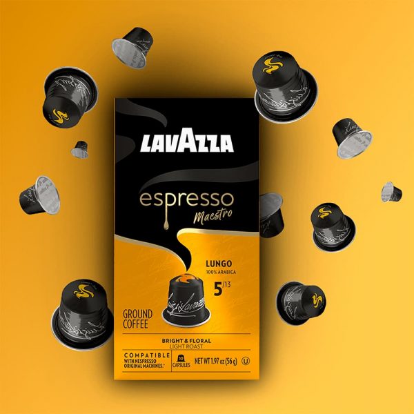 Café Lavazza Espresso Maestro Lungo cápsulas y empaque