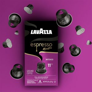 Café Lavazza Espresso Maestro Intenso cápsulas y empaque