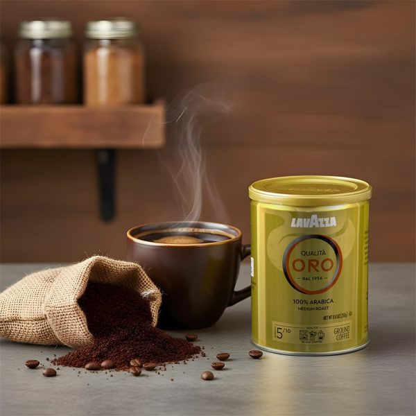 Taza de café preparada con Lavazza Qualità Oro molido