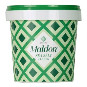Sal Maldon en escamas cubeta 570g vista del envase