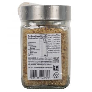Sazonador con chiltepín White Sea en tarro de vidrio con cuchara de madera - Posterior