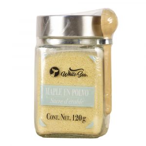 Maple en polvo White Sea en tarro de vidrio con cuchara de madera