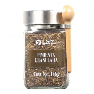 Pimienta negra granulada White Sea en tarro de vidrio con cuchara de madera