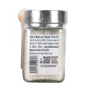 Condimento de sal de Colima White Sea en tarro de vidrio con cuchara de madera - Posterior