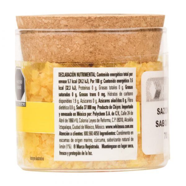 Sal de mar en escamas piramidales - limón White Sea 75g - Posterior
