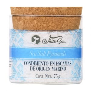 Sal de mar en escamas piramidales - Natural White Sea 75g - Frontal