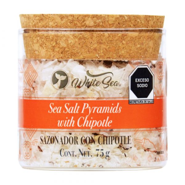 Sal de mar en escamas piramidales - Chipotle White Sea 75g - Frontal